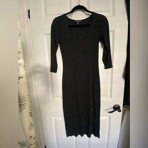 Billabong Black Bodycon Dress with Puff Sleeves